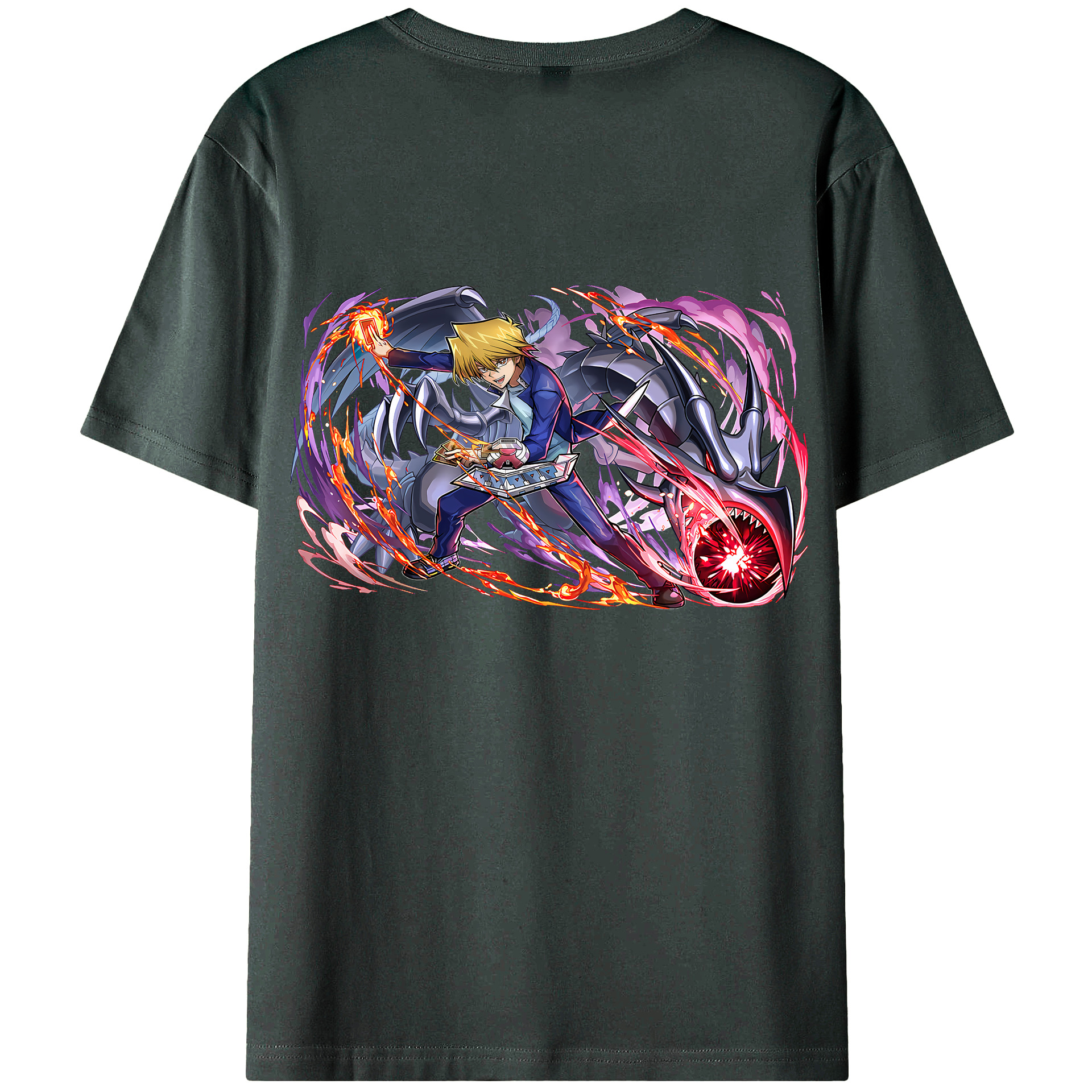 （画像用） 遊☆戯☆王 Yu-Gi-Oh! 綿100％ メンズ半袖Tシャツ（バックプリント） 通気性